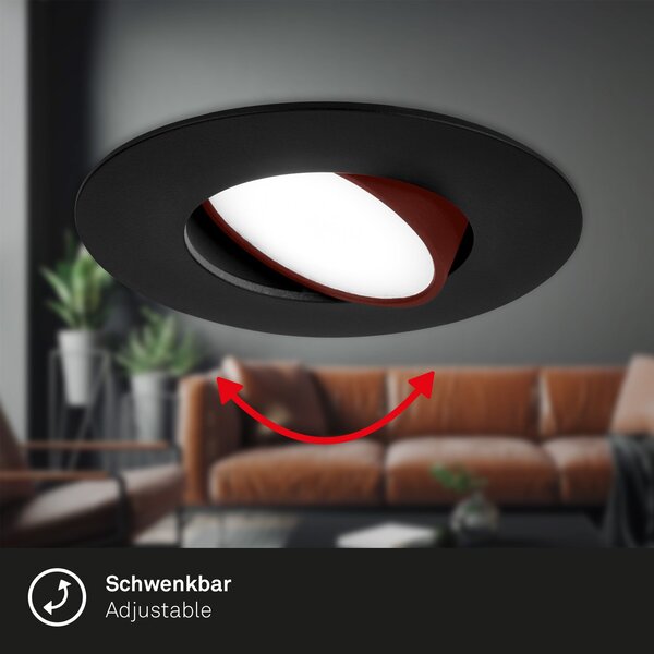 BRI 7597035 3ks sada LED vestavné svítidlo, 9 cm, 4,9W, 480lm černá - BRILONER