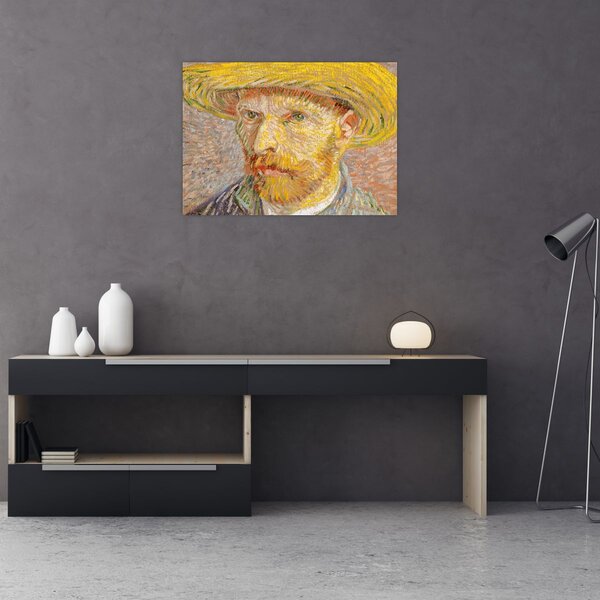 Obraz - Vincent van Gogh, Self-Portrait with a Straw Hat (The Potato Peeler), reprodukce (70x50 cm)
