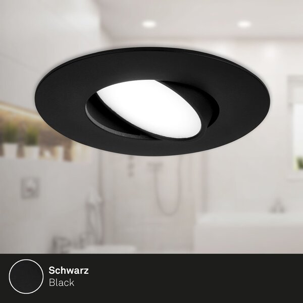BRI 7597035 3ks sada LED vestavné svítidlo, 9 cm, 4,9W, 480lm černá - BRILONER