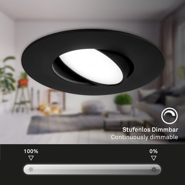 BRI 7597035 3ks sada LED vestavné svítidlo, 9 cm, 4,9W, 480lm černá - BRILONER