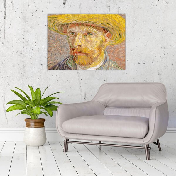 Obraz - Vincent van Gogh, Self-Portrait with a Straw Hat (The Potato Peeler), reprodukce (70x50 cm)