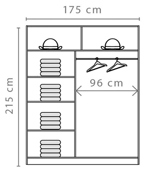 EFFECT a | šatní skříň EF1 se zrcadlem | 175 cm | andersen/lancelot