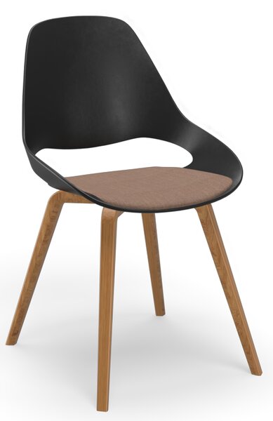 Houe Denmark - Židle FALK s čalouněným sedákem a dřevěnou podnoží