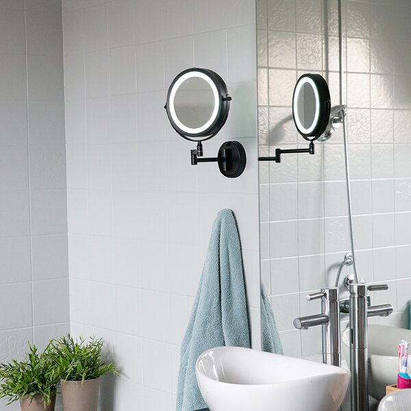 Designové koupelnové zrcadlo černé vč. LED s nastavitelným světlem IP44 - Vicino