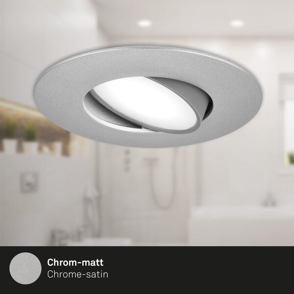 BRI 7597034 3ks sada LED vestavné svítidlo, 9 cm, 3x 4,9W, 480lm, matný chrom - BRILONER