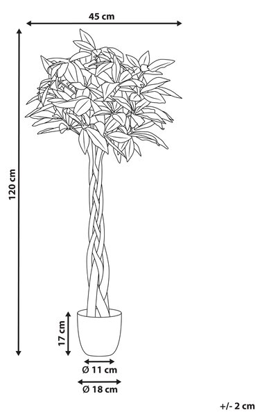 Umělá rostlina PACHIRA TREE 120 cm Zelená