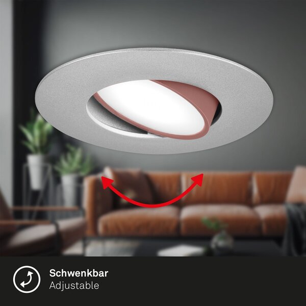 BRI 7597034 3ks sada LED vestavné svítidlo, 9 cm, 3x 4,9W, 480lm, matný chrom - BRILONER