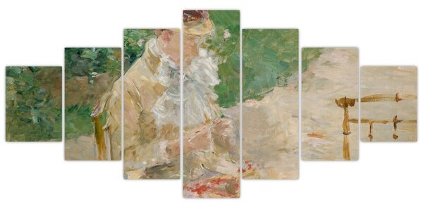 Obraz - Berthe Morisot French, Young Woman Knitting, reprodukce (210x100 cm)