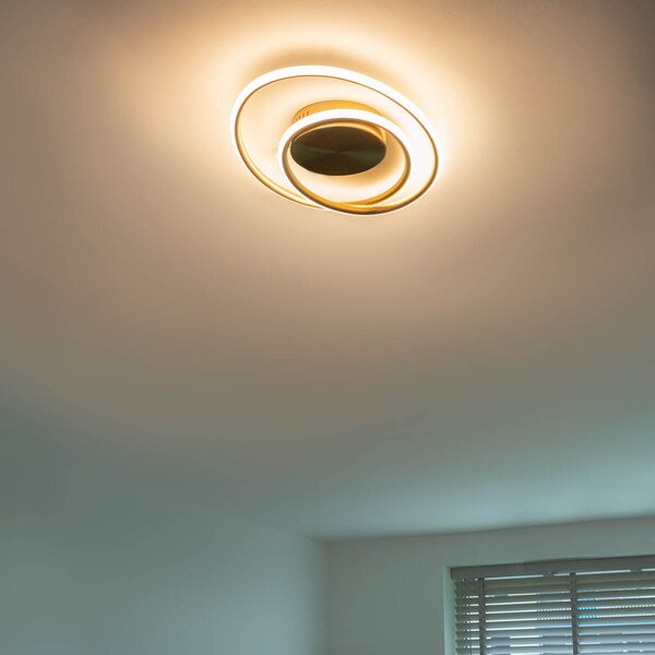 Designové stropní svítidlo zlaté vč. LED s 3-stupňovým stmívačem - Rowan