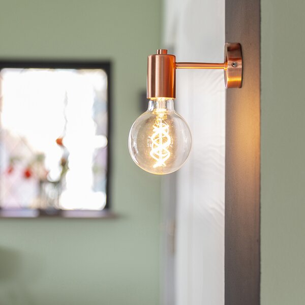 Chytrá nástěnná lampa Art Deco měď vč. žárovky G95 WiFi - Facil