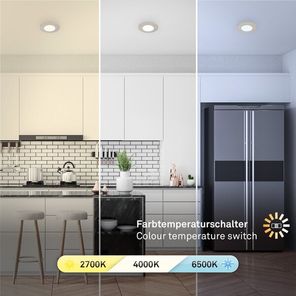 BRI 7598032 3ks sada CTS vestavné svítidlo, 9 cm, 4,9W, 580lm matný nikl - BRILONER