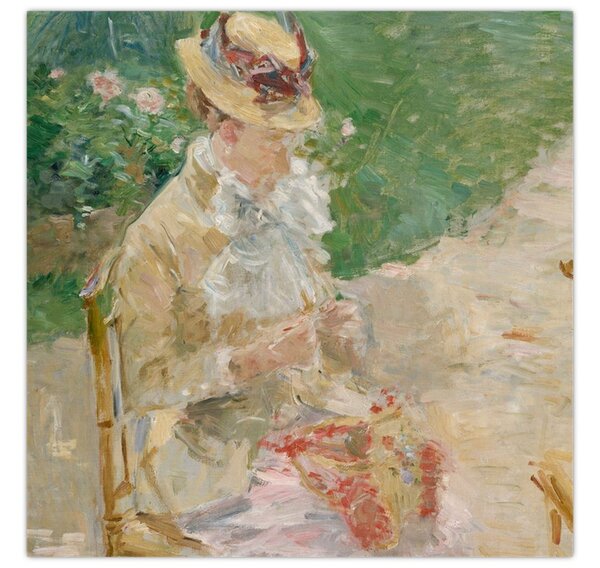 Obraz - Berthe Morisot French, Young Woman Knitting, reprodukce (30x30 cm)