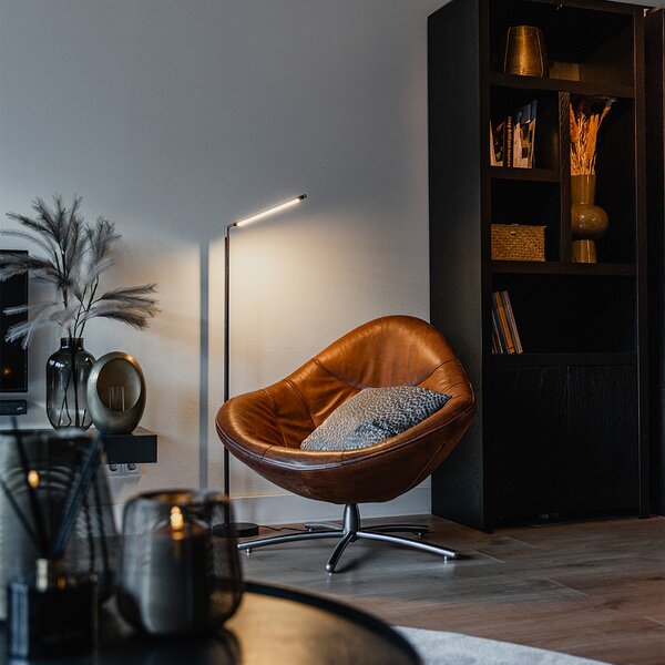 Moderní stojací lampa černá vč. LED s dotykovým stmívačem - Berdien