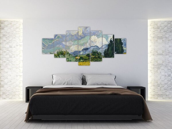Obraz - Vincent van Gogh, Wheat Field with Cypresses, reprodukce (210x100 cm)