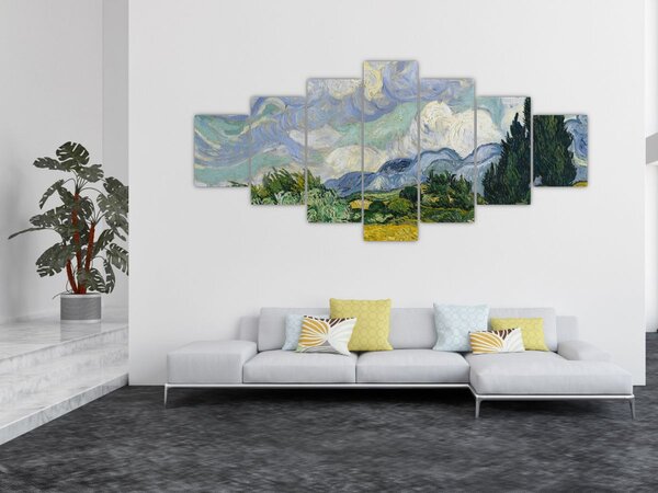 Obraz - Vincent van Gogh, Wheat Field with Cypresses, reprodukce (210x100 cm)