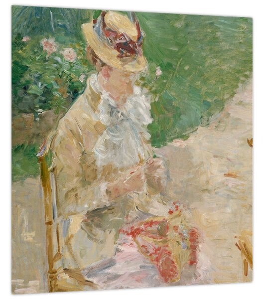 Obraz - Berthe Morisot French, Young Woman Knitting, reprodukce (30x30 cm)