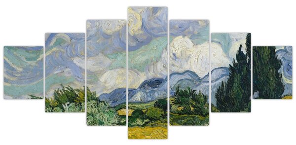 Obraz - Vincent van Gogh, Wheat Field with Cypresses, reprodukce (210x100 cm)