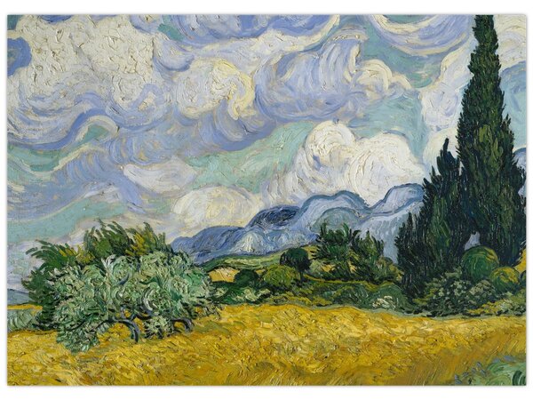 Obraz - Vincent van Gogh, Wheat Field with Cypresses, reprodukce (70x50 cm)