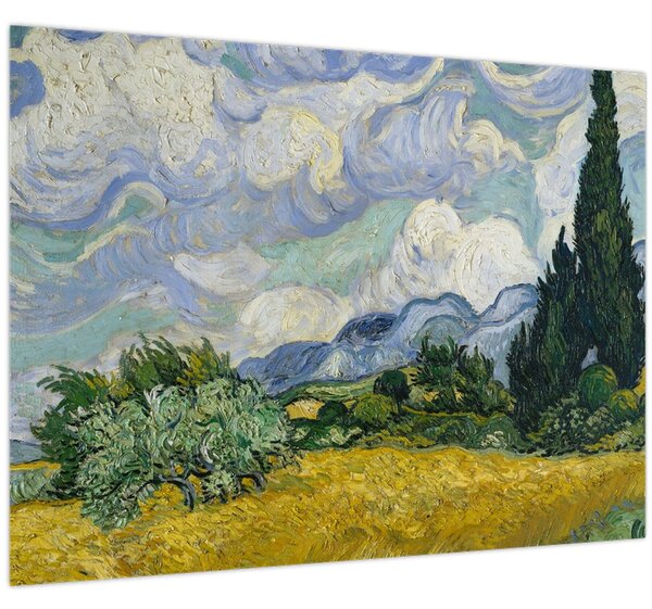 Obraz - Vincent van Gogh, Wheat Field with Cypresses, reprodukce (70x50 cm)