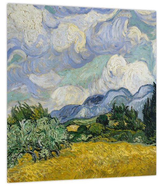 Obraz - Vincent van Gogh, Wheat Field with Cypresses, reprodukce (30x30 cm)