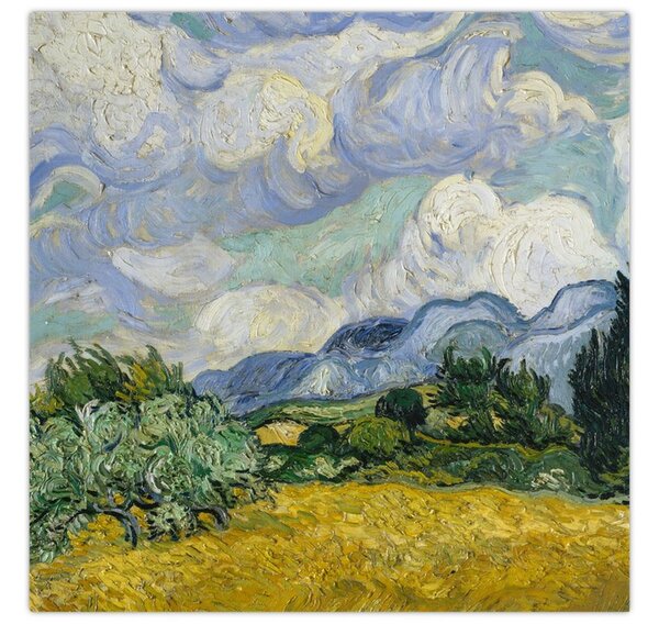Obraz - Vincent van Gogh, Wheat Field with Cypresses, reprodukce (30x30 cm)