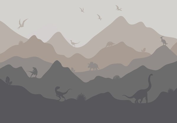 Fototapeta - Dinosauři - v odstínech (245x170 cm)