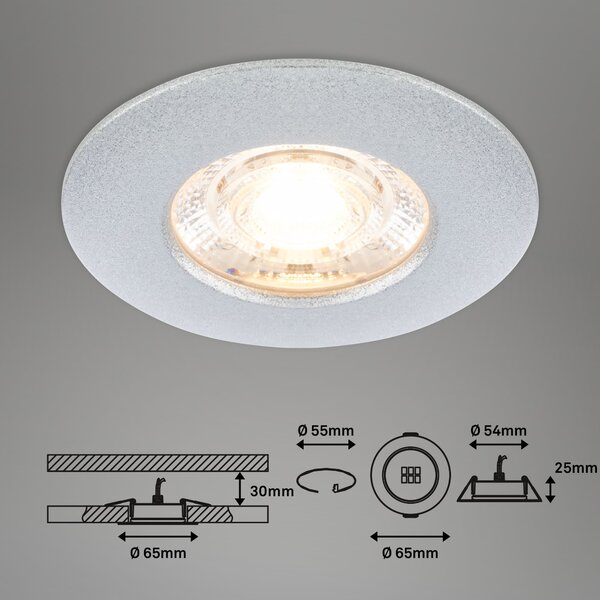 BRI 7606034 3ks sada LED vestavné svítidlo, 6,5 cm, 3,6W, 350lm matný chrom - BRILONER