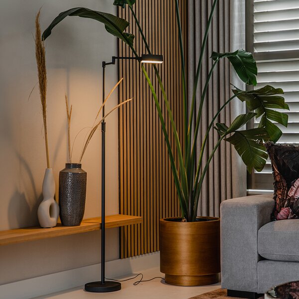 Designová stojací lampa černá vč. LED s dotykovým stmívačem - Notia