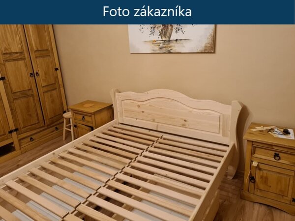 Manželská postel Ludvík - masiv borovice 140x200, Odstín: Dub
