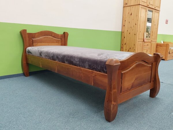 Postel Ludvík jednolůžko - masiv borovice 120x200, Odstín: Dub