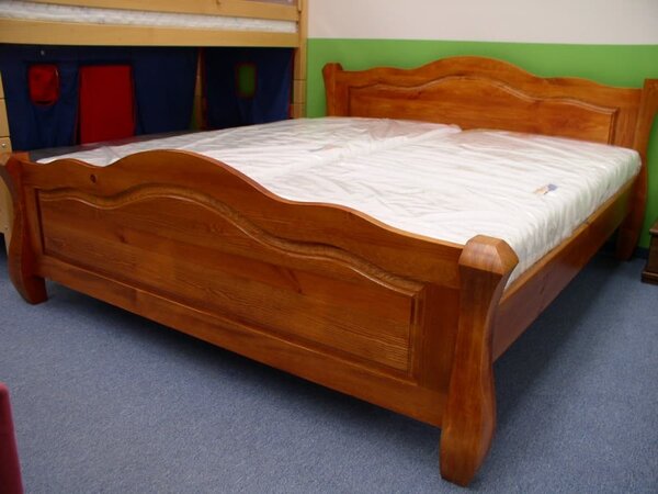 Postel Ludvík jednolůžko - masiv borovice 120x200, Odstín: Dub