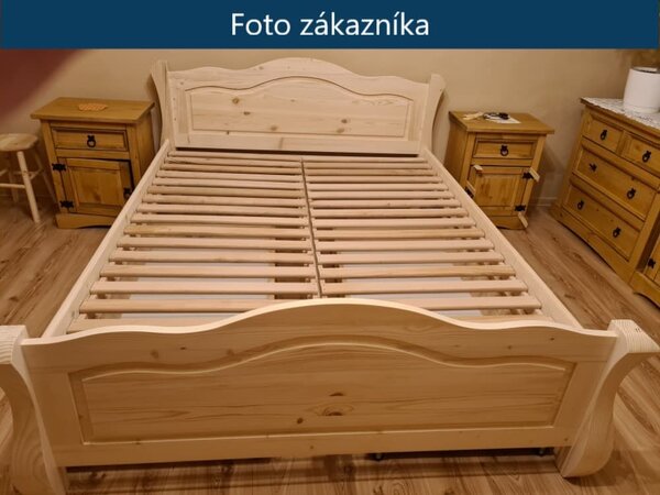 Manželská postel Ludvík - masiv borovice 140x200, Odstín: Dub