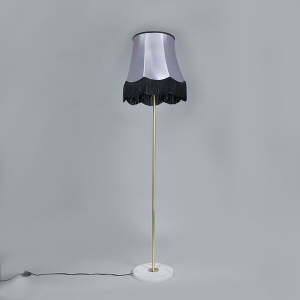 Stojací lampa mosazná s abajurem Granny černě šedý 45 cm - Kaso