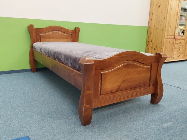 Postel Ludvík jednolůžko - masiv borovice 120x200, Odstín: Dub