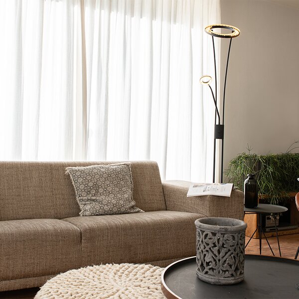 Moderní stojací lampa černá vč. LED s lampou na čtení - Divine