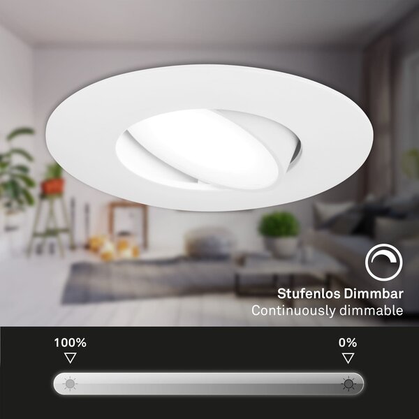 BRI 7597036 3ks sada LED vestavné svítidlo, 9 cm, 4,9W, 480lm, bílé - BRILONER