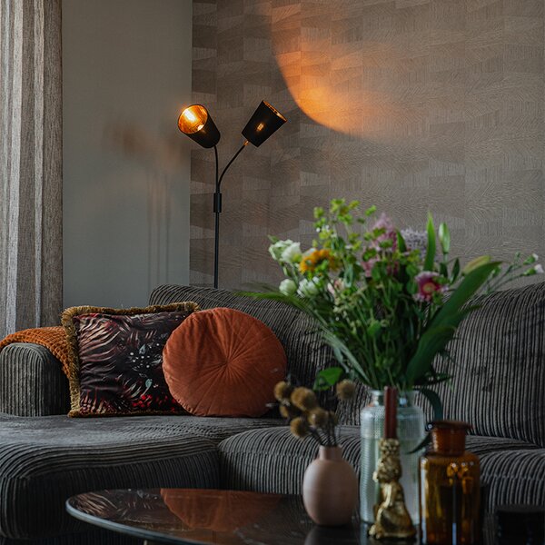 Moderní stojací lampa černá 2-světlo - Carmen