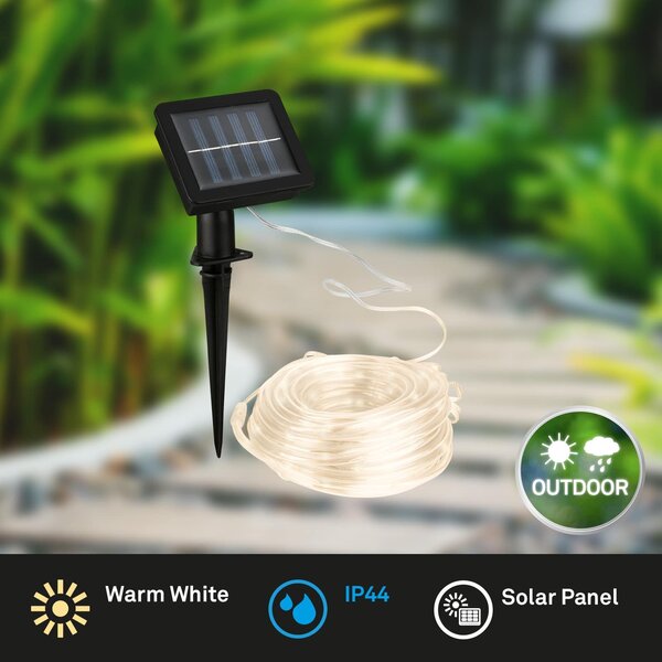 BRILO 2320100 LED pásek, 1000 cm, solární, 3000K, transparentní - BRILONER