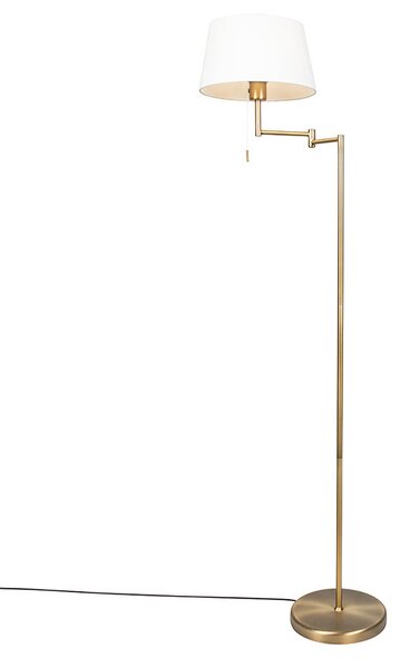 Klasická bronzová stojací lampa s nastavitelným bílým stínítkem - Ladas Fix