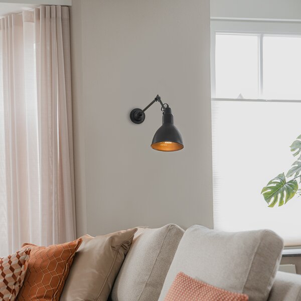 Průmyslová nástěnná lampa černá nastavitelná - Wye