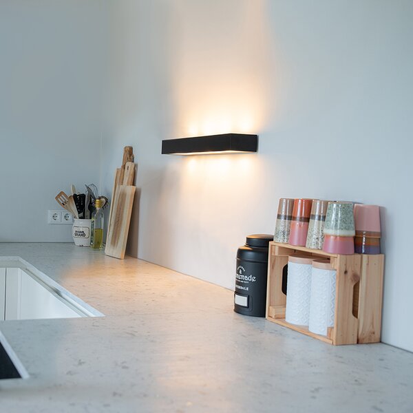 Designová prodloužená nástěnná lampa černá 60 cm - Houx