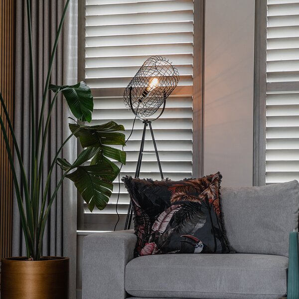 Průmyslová stojací lampa trojnožka ocel černá - Bliss Vefa
