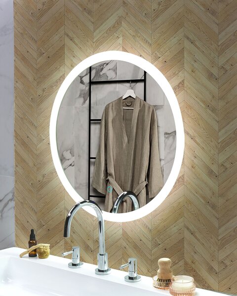 LED koupelnové zrcadlo YSER 58 cm 58 cm Stříbrná