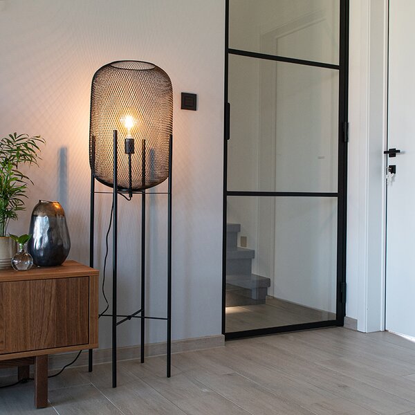 Moderní stojací lampa černá - Bliss Mesh