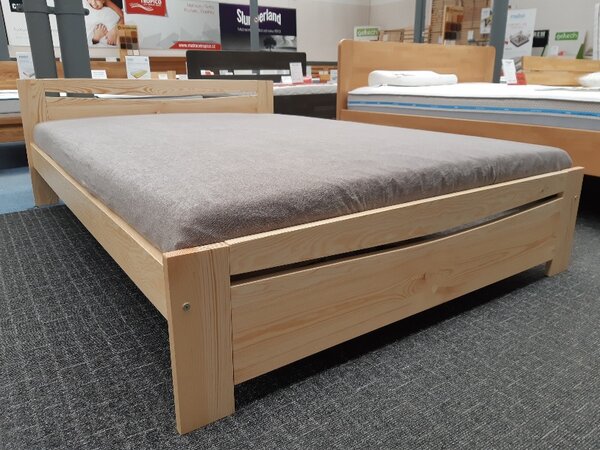 Manželská postel TK 03 - masiv borovice 160x200, Odstín: Bílá barva