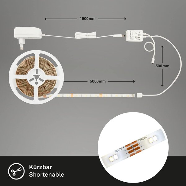 BRILO 2032-150P CCT LED pásek 500 cm 18W 1650lm bílé - BRILONER