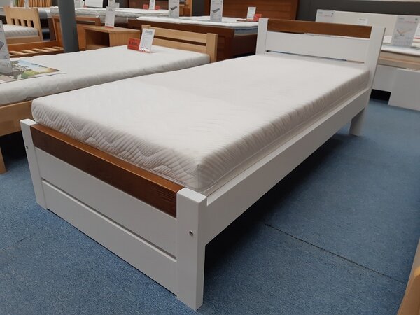 Jednolůžko Ravona - masiv borovice 120x200, Odstín: Bílá barva, Odstín čela: Bílá barva