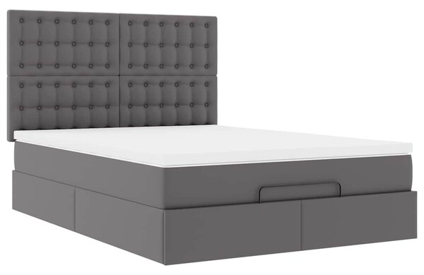 Osmanský rám postele s matrací šedá 140x190cm umělá kůže 3313004