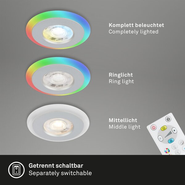 BRI 7040-034 LED vestavná svítidla sada, pr.8,4 cm, 3x LED, 5 W, 460 lm, matný chrom - BRILONER