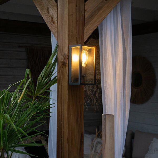 Průmyslová nástěnná lampa černá 26 cm IP44 - Charlois